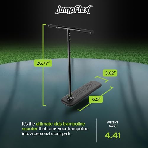 JumpFlex Trampoline Trick Scooter with Non-Slip HandleBar Grips, Black - Safe & Lightweight Foam Base Accessory for Outdoor Trampolines