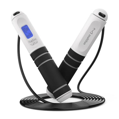 Digital Jump Rope with Smart Counter & Timer - Adjustable Speed Skipping Rope for Fitness, Weight Loss, Boxing, MMA - Tangle-Free Ball Bearings & Anti-Slip Handles for Men, Women, Kids.(Check 2026 New Evolution for 3s Rope Swap)