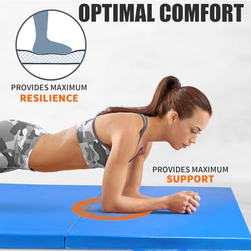 RitFit Upgraded Folding Exercise Mat, 2 Inch Thick Gymnastics Mat - color: Blue(4' x 8')