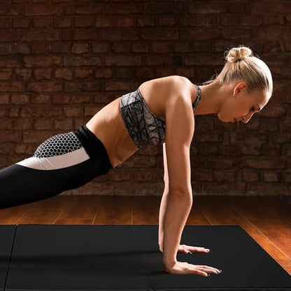BalanceFrom 6x2 Feet 3-Panel Folding Gymnastics Mat – 1.5-Inch Thick Pad with Vinyl Surface and Carrying Handles for Tumbling, Yoga, Pilates, Home Workouts, and Martial Arts