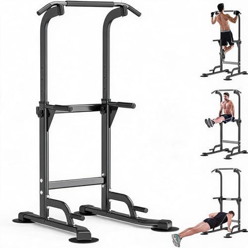 Pull Up Dip Station – 330LBS Capacity Height Adjustable Parallel Bars for Calisthenics, Home Strength Training with 6-Level Height Adjustment, Heavy Duty Steel Dip Stand for Upper Body Workout, Home Gym