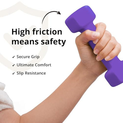 Portzon Weights Dumbbells 10 Colors Options Compatible with Set of 2 Neoprene Dumbbells Set,1-15 LB, Anti-Slip, Anti-roll, Hex Shape - color: Purple, style: 01-Pound, Pair