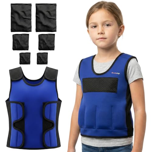 Weighted Vest for kids with Adjustable Weights, Compression Vest for Kids & Toddlers, Removable Metal Beads, Breathable Mesh and 6 Pockets