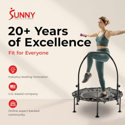 Sunny Health & Fitness 36"/40"/48" Bungee Exercise Trampoline with Handlbar - size: 40" trampoline