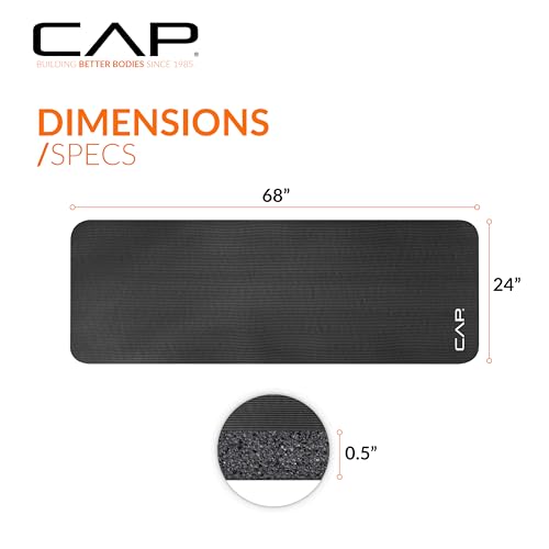 CAP Barbell 1/2-Inch High Density Exercise Yoga Mat with Strap | Multiple Options