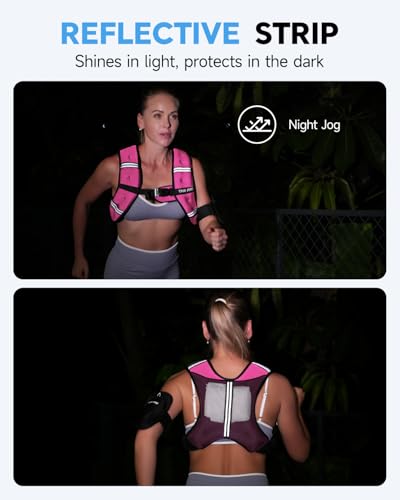 Weighted Vest for Men Women, 6/8/12/16/20/25lbs with Detachable Phone Pouch - color: Pink, size: 20LB