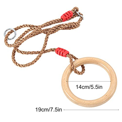 Wooden Gymnastics Rings, Wooden Swing Rings 120 Kg Load-Bearing for Adults for Children
