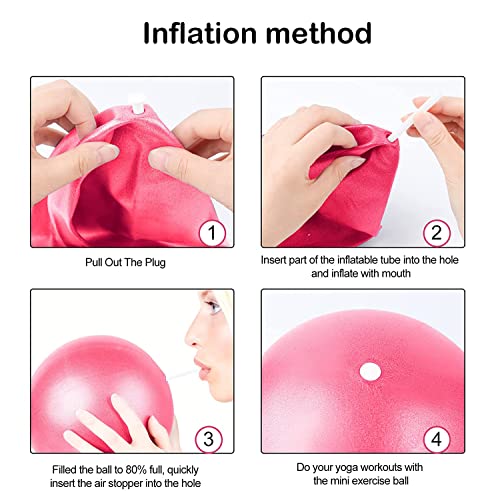 Small Exercise Ball Anti-Burst Non-Slip Stability 9 Inch with Inflatable Straw Mini Pilates Balls Ideal for Yoga Exercise Pilates Physical Therapy Stretching Core Fitness