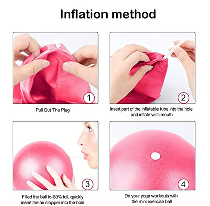 Small Exercise Ball Anti-Burst Non-Slip Stability 9 Inch with Inflatable Straw Mini Pilates Balls Ideal for Yoga Exercise Pilates Physical Therapy Stretching Core Fitness