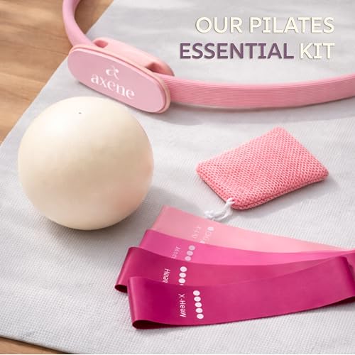Axene Pilates Ring Kit for Home Workouts – 14" Magic Circle, Pilates Equipment Set for Women | Resistance Bands, Core Sliders, Non-Slip Socks, Bilingual Guide & Carry Bag