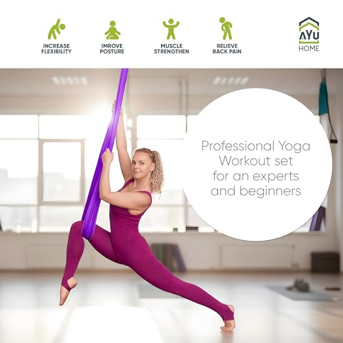 AyuHome Aerial Silks Kit for Home - Premium Yoga Swing for Adults with 660 lbs Capacity - Versatile Aerial Yoga Hammock for Gymnastics Training