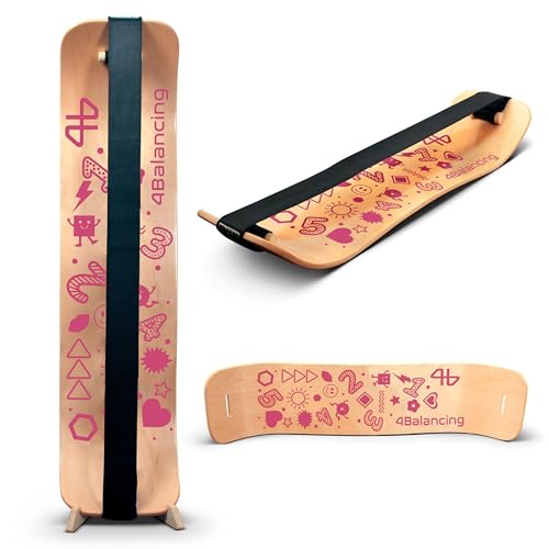 Balance Board for Kids - Slackline Wooden Wobble Board - color: Playtime