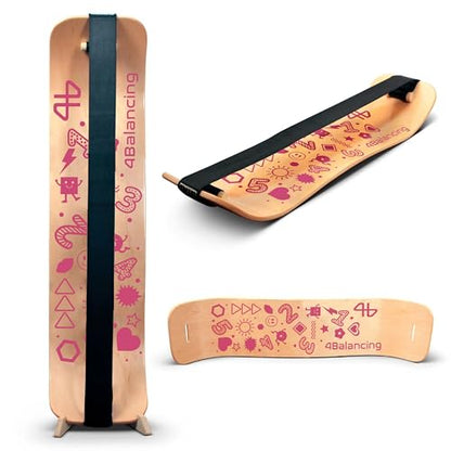 Balance Board for Kids - Slackline Wooden Wobble Board - color: Playtime