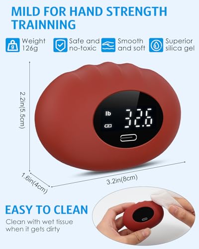 AMIR Hand Grip Strength Tester Trainer, Upgraded Rechargeable Electronic Hand Dynamometer up 395 Lbs (180kg) Forearm - Gripper-Finger Grip Strengthener Exerciser, Stress Balls for Sport Home - color: Red