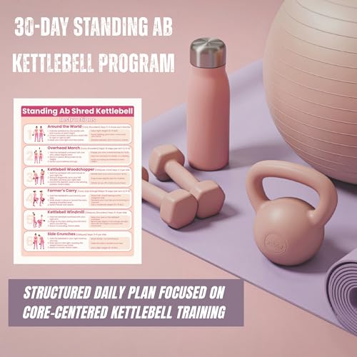 30-Day Standing Ab Kettlebell Workout Plan – Core Training Program, Exercise Charts, No Floor Ab Routine for Home Gym, Step-by-Step Guides + Workout Schedule