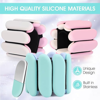 Wrist Weights, 2Pcs Wearable Wrist Ankle Weights for Women and Men, Adjustable Silicone Bracelets Suitable for Walking, Yoga, and Gym, Arm & Leg Workout, 2lb - color: Black