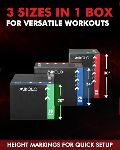 Mikolo 3-in-1 Foam Plyometric Box – Soft Jump Box with Solid Wood Core, High-Density Foam and Non-Slip Cover – No Assembly Required for Home Gym Workout - style: 16" x 14" x 12"