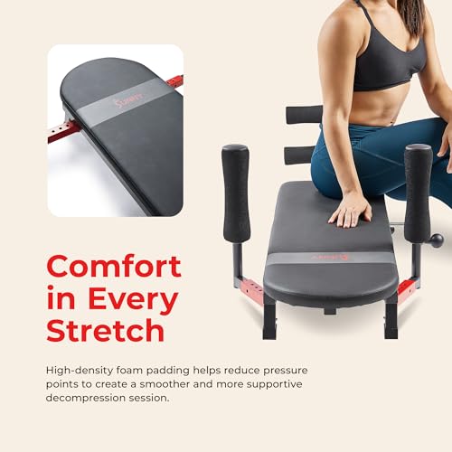 Sunny Health & Fitness No-Hang Traction & Inversion Decompression Table for Back Pain Relief, Adjustable Stretch Bench, 400 LB Capacity
