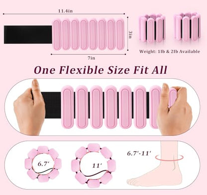 Adjustable Ankle Weights for Women & Wrist Weights Set of 2 (1LB Each) - Durable Weight for Men, Perfect for Home Fitness, Gym Workout, Yoga & Walking - Ideal for Daily Strength Training