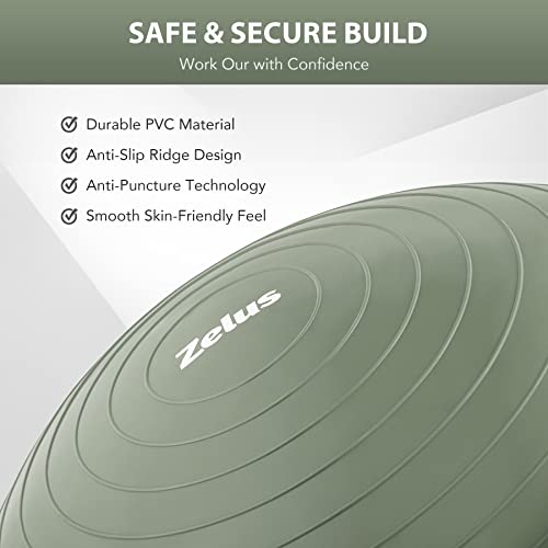 ZELUS 23in. Balance Ball with 55cm Yoga Ball, Resist Bands & Foot Pump - color: Matcha green