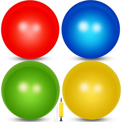 Leyndo 4 Pcs Yoga Exercise Ball Pilates Pregnancy Birthing Fitness Ball with Quick Pump Anti Burst for Improved Posture, Balance, Yoga, Pilates, Training, 4 Colors