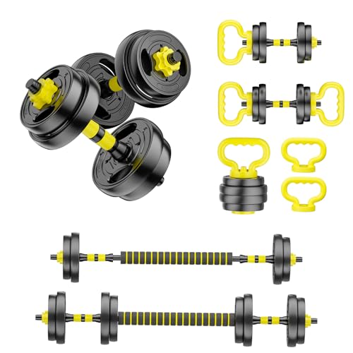 Adjustable Dumbbell Set, 10-90lbs Free Weights with Connector – 4 in 1 Dumbbells, Barbell, Kettlebell & Push Up Stand, Adjustable Weights Set for Home Gym Fitness Equipment for Men & Women