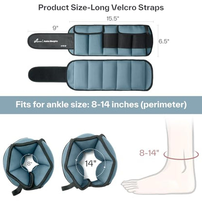 Sportneer 20lbs/Pair Adjustable Ankle Weights for Women and Men, Modularized Leg Weight for Yoga, Walking, Running, Aerobics, Gym, Physical Therapy