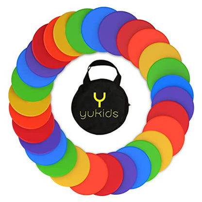Poly Spot Markers - Non-Slip Rubber Agility Dots - Perfect for Sports (e.g. Soccer, Basketball) and Gym Training, Dance Class, PHYS Ed (PE) Equipment and Classroom Org (Set of 30)