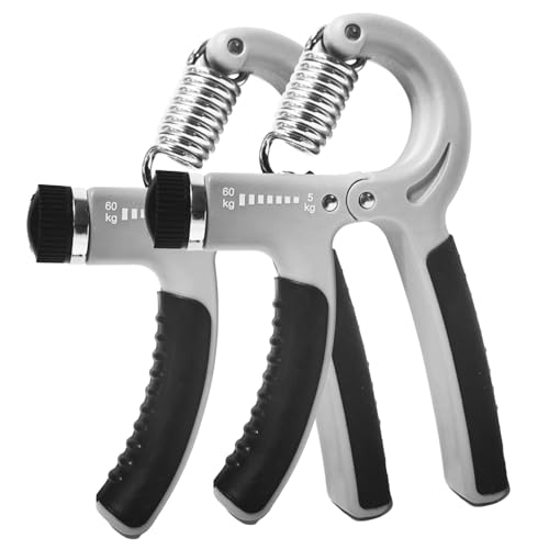 Grip Strengthener 2 Pack Adjustable Resistance 5-60kg Hand Forearm Wrist Finger Workout - color: Grey