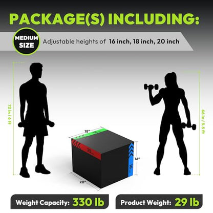 HANDBODE 3-in-1 Plyometric Box, Jump Training Equipment - style: 29 lb (16 x 18 x 20 inch)