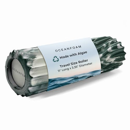 Ripple Travel Foam Roller (11" x 3.35") Firm Mini Foam Roller for Physical Therapy, Deep Tissue Massage, Back Pain - High Density, Ergonomic Wave Textured - Yoga, Exercise (Hunter Marbled) - color: Hunter Marbled