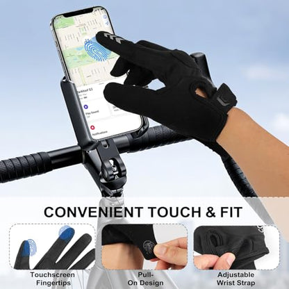 Cycling Gloves for Men Women, Full Finger Bike Gloves with Touchscreen Fingers, 4mm Padded Palm, Breathable Lightweight Bicycle Gloves with Anti-Slip Grip for Road Cycling, MTB, Commuting - size: X-Large