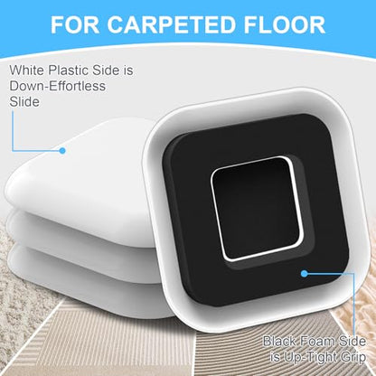 Upgrade Furniture Sliders with Groove - Furniture Sliders for Carpets - size: 4.3in 4Pack