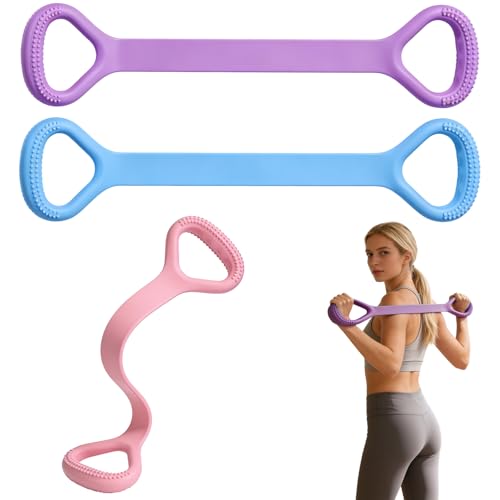 3pc Figure 8 Resistance Band, Arm Back Shoulder Exercise Bands, Elastic Rope Stretch Fitness Band, 8 Shaped Stretch Band for Chest Expander, Yoga Gym Fitness Pulling Rope
