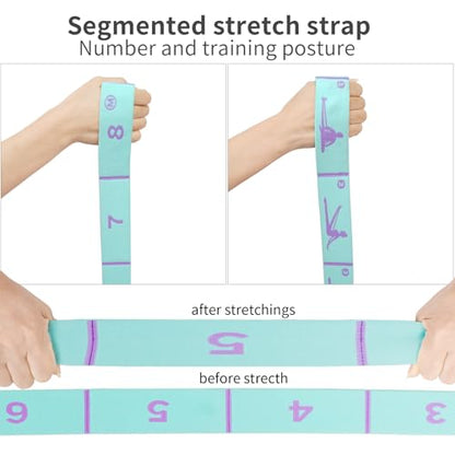 2 PCS Adjustable Extended Children's Stretching Straps with 8 Loops, Multi-Functional Elastic Stretch Bands for Gymnastics, Dance, Latin Training, Ballet, Exercise, Yoga - color: Blue+Purple
