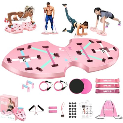 LALAHIGH Push Up Board,36 in 1 Home Gym Equipment with Ab Roller Wheel & Resistance Bands, Portable Foldable Workout Board for Full Body Strength Training Men Women,Gift for Grilfriend