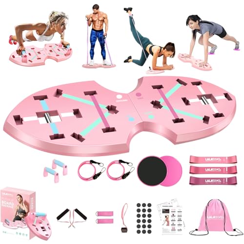 LALAHIGH Push Up Board,36 in 1 Home Gym Equipment with Ab Roller Wheel & Resistance Bands, Portable Foldable Workout Board for Full Body Strength Training Men Women,Gift for Grilfriend