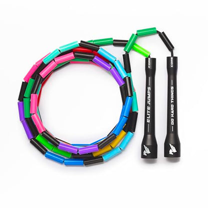Elite Jumps - Do Hard Things 1” Beaded Jump Ropes | Crossover Jump Rope for Your Exercise Equipment | Segmented Jump Rope - color: Rainbow
