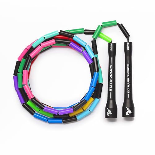 Elite Jumps - Do Hard Things 1” Beaded Jump Ropes | Crossover Jump Rope for Your Exercise Equipment | Segmented Jump Rope - color: Rainbow