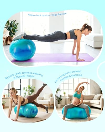 ZOOJOY Peanut Ball for Kids and Adults – 18" / 20" Anti-Burst Exercise Ball for Pregnancy and Labor, Sensory Wiggle Seat, Core Strength, Balance, Physical Therapy, Yoga Ball Chair for Home Office
