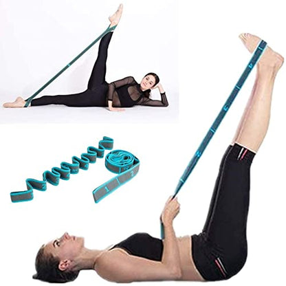 Stretch Bands for Exercise - Elastic Yoga Stretching Strap with 9 Loops for Flexibility, Pilates, Physical Therapy, Ballet & Gymnastics - Multi-Loop Leg Strap