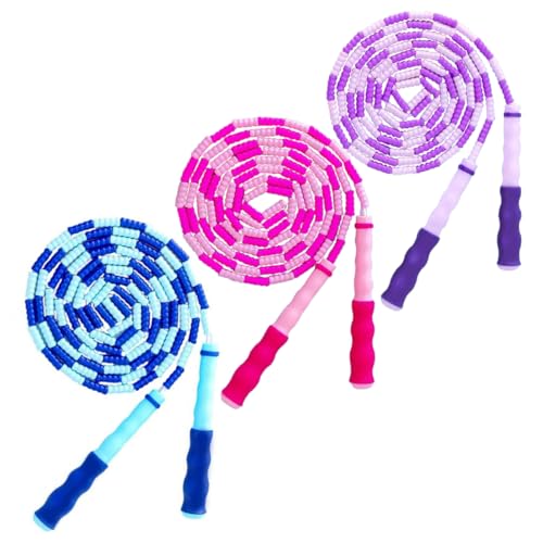 Jump Rope for Kids Girls and Boys, Soft Beaded Jump Ropes, Adjustable Skipping Rope, Tangle-Free Segmented Rope for Kid and Women Men Adults Exercise, Keeping Fit, Training - 9.2Ft - color: Pink&Blue&Purple