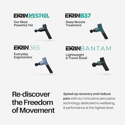 Bantam Mini Massage Gun - Compact Deep Tissue Muscle Massager with Adjustable Speeds & 4 Attachments - Long Battery Life, Lightweight, Travel Friendly