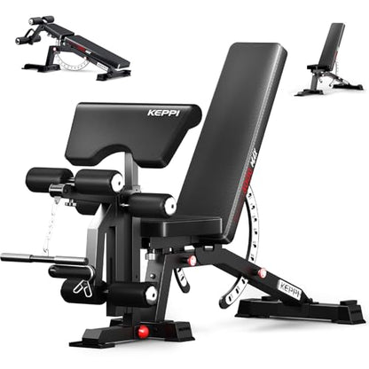 Weight Bench, 1200LBS Workout Bench with Leg Extension/Curl and Preacher Curl Attachment, Flat Incline Decline Weight Bench for Home Gym - Bench3000 Max