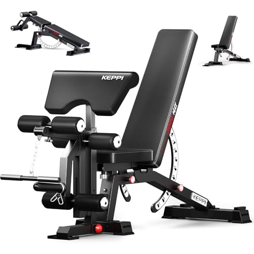 Weight Bench, 1200LBS Workout Bench with Leg Extension/Curl and Preacher Curl Attachment, Flat Incline Decline Weight Bench for Home Gym - Bench3000 Max
