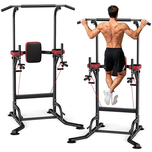 Pull Up Bar Free Standing for Multi-Function Home Gym Strength, Pull Up Dip Station Assistive Trainer Height Adjustable, Power Tower Training Heavy-Duty Fitness Equipment