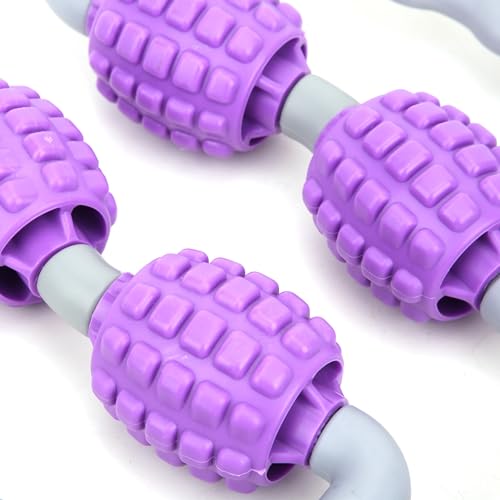 Wheels Muscle Roller, 10in Clamp Leg Massager Handheld 360 Degree All Surrounded Massage Relax Calf Yoga Fitness Equipment for Leg Arm Muscle (Purple Leg Massager)