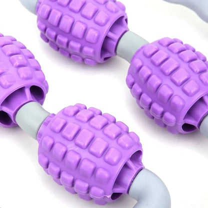 Wheels Muscle Roller, 10in Clamp Leg Massager Handheld 360 Degree All Surrounded Massage Relax Calf Yoga Fitness Equipment for Leg Arm Muscle (Purple Leg Massager)