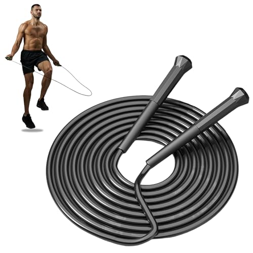 10 ft Speed Jump Rope with Handle, Adjustable Skipping Rope for Men Women, 3 oz Ultra-light Professional Fitness Boxing Cross Fit Exercises Gym Cardio Endurance Training Lovers (Black) - color: Black