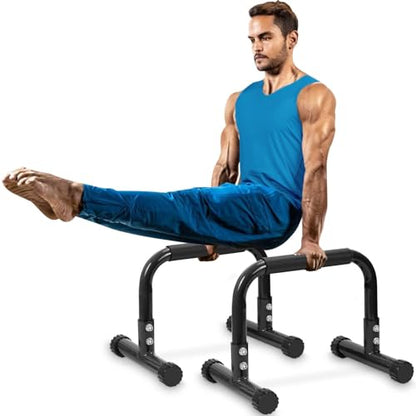 Push Up Bar, 12" High Parallettes Bars & Dip Bar With Full-Cover Foam Handles, No Wobbling Calisthenics Equipment For Handstand, L-Sit, Gymnastics, Strength Training Home Gym